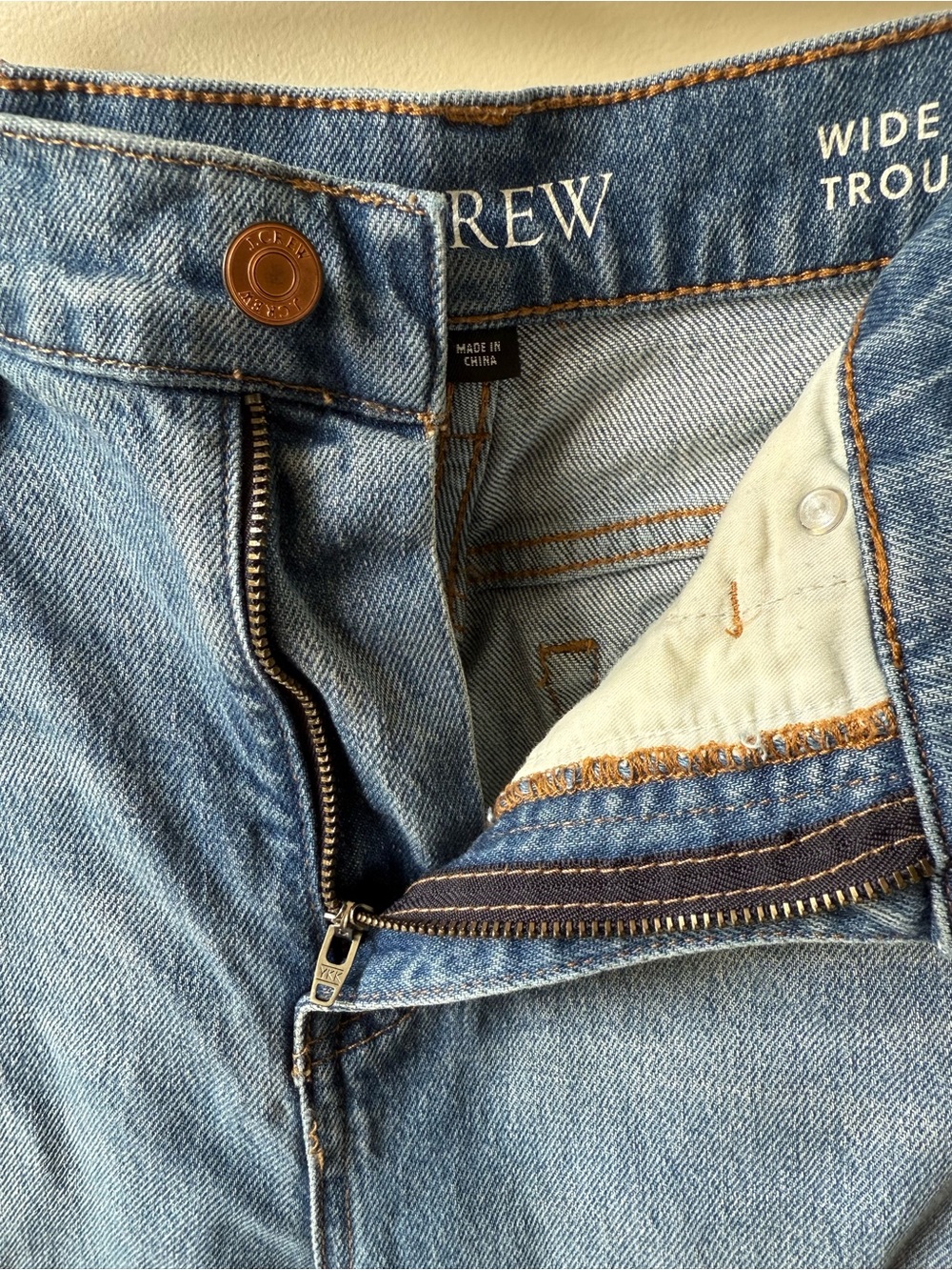 J CREW Wide Leg Trousers Jeans Blue Denim Closet Staple Classic High Rise 27 - Picture 6 of 9